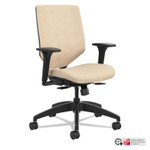 HON Solve Series Upholstered Back Task Chair, Supports Up to 300 lb, 17" to 22" Seat Height, Putty Seat/Back, Black Base Product Image 