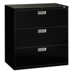 HON Brigade 600 Series Lateral File, 3 Legal/Letter-Size File Drawers, Black, 42" x 18" x 39.13" View Product Image