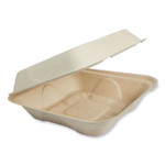 World Centric Fiber Hinged Containers, 7 x 8.3 x 3.2, Natural, Paper, 300/Carton Product Image 
