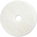 Genuine Joe Polishing Floor Pad - 18" Diameter x 1" Thickness - Floor, Polishing - Resilient, Flexible, Non-abrasive - Resin, Fiber - White Product Image 