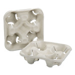 AbilityOne - Beverage Tray, Compostable, 4 Cup, Beige, 8-1/4" x 8-1/4" x 1-5/8" - (7350-01-679-5433) (7350016795433) Product Image 