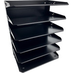 Huron Horizontal Slots Desk Organizer - 6 Compartment(s) - Horizontal - 15" Height x 8.75" Width x 12" Depth - Durable, Label Holder - Black Product Image 