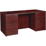 Lorell Prominence 2.0 Double-Pedestal Desk - x 1" Thickness Top, 29" Height x 60" Width x 30" Depth - 5 x File, Box Drawer(s) - Double Pedestal on Left/Right Side - Band Edge - Material: Particleboard Product Image 