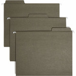 Smead FasTab 1/3 Tab Cut Letter Recycled Hanging Folder - 8 1/2" x 11" - Top Tab Location - Assorted Tab Position - 11 pt. - Standard Green Product Image 