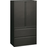 HON Brigade 800 H885LS Lateral File - 64.3" Height x 36" Width x 18" Depth - 2 - 3 Shelve(s) - Finish: Charcoal - Storage Cabinet, Radius Pull, Lockable, Glide, Removable Lock, Adjustable Shelf, Heavy Duty Product Image 