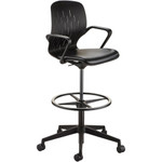 Safco Shell Extended-Height Chair - Black Vinyl Seat Color - Plastic Seat Material - Black Back Color - Plastic Back Material - 5-star Base Product Image 