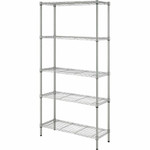 Lorell Light-Duty Wire Shelving - 5 Tier(s) - 72" Height x 36" Width x 14" Depth - Floor - Epoxy - Silver Product Image 