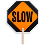 Tatco STOP / SLOW 2-sided Handheld Sign - Print/Message "STOP/SLOW" - 0.2" Width x 18" Height - Double Sided - Weather Proof, Long Lasting, Comfortable Grip, Lightweight, Handheld - Hardboard, Wood Product Image 