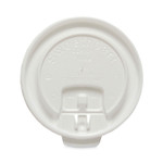 SOLO Lift Back and Lock Tab Cup Lids for Foam Cups, Fits 10 oz Solo Trophy Hot/Cold Drink Cups, Plastic, White, 2,000/Carton Product Image 