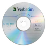 Verbatim DVD-RW Rewritable Disc, 4.7 GB, 4x, Spindle, Silver, 30/Pack Product Image 