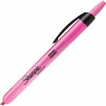 Sharpie Retractable Highlighters, Fluorescent Pink Ink, Chisel Tip, Pink/Black Barrel, Dozen Product Image 