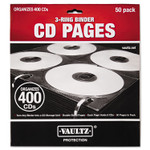 Vaultz Two-Sided CD Refill Pages for Three-Ring Binder, 8 Disc Capacity, Clear/Black, 50/Pack Product Image 