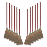 Boardwalk Corn Fiber Lobby/Toy Broom, Corn Fiber Bristles, 39" Overall Length, Red, 12/Carton Product Image 