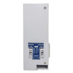 HOSPECO Dual Sanitary Napkin/Tampon Dispenser, 25 Cent Coin Mechanism, 11.13 x 7.63 x 26.38, White/Blue Product Image 