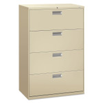 HON Brigade 600 Series Lateral File, 4 Legal/Letter-Size File Drawers, Putty, 36" x 18" x 52.5" (HON684LL) View Product Image