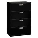 HON Brigade 600 Series Lateral File, 4 Legal/Letter-Size File Drawers, Black, 36" x 18" x 52.5" View Product Image