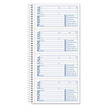 TOPS Spiralbound Message Book, Two-Part Carbonless, 5 x 2.75, 4 Forms/Sheet, 200 Forms Total Product Image 