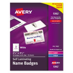 Avery Self-Laminating Laser/Inkjet Printer Badges, 2.25 x 3.5, White, 30/Box Product Image 