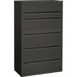 HON Brigade 700 Series 5-Drawer Lateral - 42" Width x 18" Depth x 64.3" Height - 2 x Shelf(ves) - 5 x Drawer(s) - A4, Legal, Letter - Lateral - Interlocking - Charcoal - Steel - Recycled - (HON795LS) Product Image 