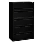 HON Brigade 700 Series Lateral File, 4 Legal/Letter-Size File Drawers, 1 File Shelf, 1 Post Shelf, Black, 42" x 18" x 64.25" Product Image 