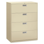 HON Brigade 600 Series Lateral File, 4 Legal/Letter-Size File Drawers, Putty, 42" x 18" x 52.5" (HON694LL) View Product Image