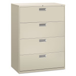 HON Brigade 600 Series Lateral File, 4 Legal/Letter-Size File Drawers, Light Gray, 42" x 18" x 52.5" (HON694LQ) View Product Image