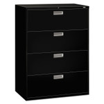 HON Brigade 600 Series Lateral File, 4 Legal/Letter-Size File Drawers, Black, 42" x 18" x 52.5" (HON694LP) View Product Image