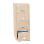 FireKing Insulated Vertical File, 1-Hour Fire Protection, 4 Legal-Size File Drawers, Parchment, 20.81" x 31.56" x 52.75" Product Image 
