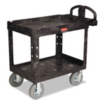 BRUTE Heavy-Duty Utility Cart with Lipped Shelves, Plastic, 2 Shelves, 500 lb Capacity, 25.88" x 45.25" x 37.13", Black (RCP452010BLA) Product Image 