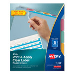 Avery Print and Apply Index Maker Clear Label Plastic Dividers with Printable Label Strip, 5-Tab, 11 x 8.5, Assorted Tabs, 1 Set (AVE11452) Product Image 