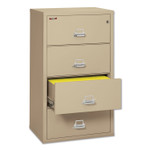 FireKing Insulated Lateral File, 4 Legal/Letter-Size File Drawers, Parchment, 31.13" x 22.13" x 52.75", 260 lb Overall Capacity Product Image 