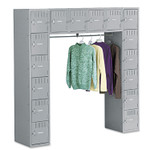 Tennsco Sixteen Box Compartments and Coat Bar, 72w x 18d x 72h, Medium Gray Product Image 