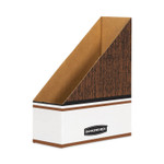 Bankers Box Corrugated Cardboard Magazine File, 4 x 9 x 11.5, Wood Grain, 12/Carton Product Image 