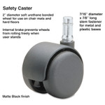 Master Caster Safety Casters, Standard Neck, Grip Ring Type B Stem, 2" Soft Polyurethane Wheel, Matte Black, 5/Set Product Image 