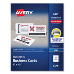 Avery Printable Microperforated Business Cards w/Sure Feed Technology, Inkjet, 2 x 3.5, White, 1,000 Cards, 10/Sheet, 100 Sheets/Bx Product Image 