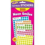 Trend superSpots Neon Smiles Stickers Variety Pack - 2500 x Smilies Shape - Acid-free, Non-toxic - Neon Green, Neon Yellow, Neon Orange, Neon Blue, Neon Pink Product Image 