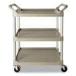 Rubbermaid Commercial Three-Shelf Service Cart, Plastic, 3 Shelves, 200 lb Capacity, 18.63" x 33.63" x 37.75", Off-White Product Image 