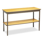 Barricks Utility Table with Bottom Shelf, Rectangular, 48w x 18d x 30h, Oak/Brown Product Image 