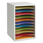 Wood Vertical Desktop Literature Sorter, 11 Compartments, 10.63 x 11.88 x 16, Gray (SAF9419GR) Product Image 