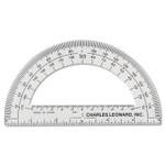 Charles Leonard Open Center Protractor, Plastic, 6" Ruler Edge, Clear Product Image 