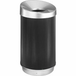 Safco At-Your-Disposal Vertex Waste Receptacle - 38 gal Capacity - Round - 38" Height x 36" Width x 20" Depth x 20" Diameter - Plastic - Black, Silver Product Image 