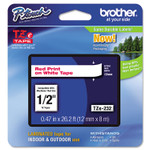 Brother P-Touch TZe Standard Adhesive Laminated Labeling Tape, 0.47" x 26.2 ft, Red on White Product Image 