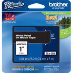 P-touch TZe Laminated Tape - x 1" Width x 26 1/5 ft Length - Rectangle - Thermal Transfer - White, Black - Water Resistant Product Image 
