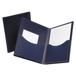 Oxford Poly Double Stuff Gusseted 2-Pocket Folder, 200-Sheet Capacity, 11 x 8.5, Navy Product Image 