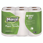 Marcal 100% Premium Recycled Kitchen Roll Towels, 2-Ply, 11 x 5.5, White, 140/Roll, 6 Rolls/Pack Product Image 
