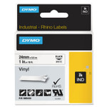 DYMO Rhino Permanent Vinyl Industrial Label Tape, 1" x 18 ft, White/Black Print Product Image 