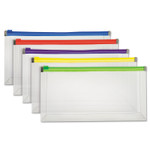Pendaflex Poly Zip Check Envelope, Zipper Closure, 10.13 x 5.13, Assorted Colors, 5/Pack Product Image 