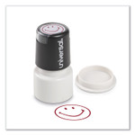 Universal Round Message Stamp, SMILEY FACE, Pre-Inked/Re-Inkable, Red Product Image 