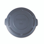 Rubbermaid Commercial BRUTE Self-Draining Flat Top Lids for 20 gal Round BRUTE Containers, 19.88" Diameter, Gray Product Image 