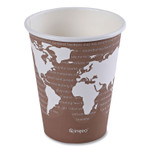 Eco-Products World Art Renewable and Compostable Hot Cups, 8 oz, Paper, Brown/White, 50/Pack Product Image 